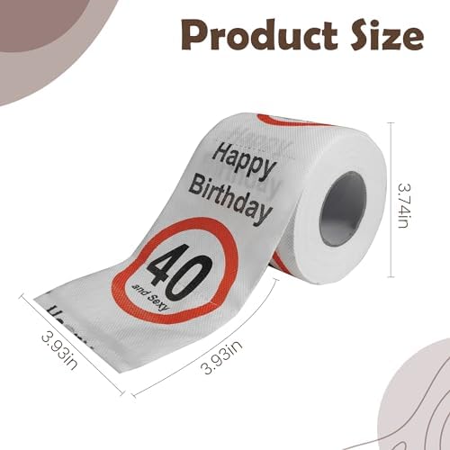 40th Birthday Gifts for Women Men Her Him, Funny Happy Birthday Toilet Paper Roll, 40 Years Old Novelty Gag Gift Ideas for Friends Bathroom Toilet Themed Table Party Supplies Decor