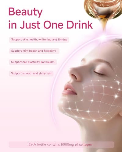 Ageless Beauty Marine Collagen Drink, 5,000mg Korean Collagen Tripeptide Liquid Collagen for women with French Hydrolyzed Collagen, Skipjack Elastin Peptide, Supports Skin, Less Wrinkles, 0 Additives