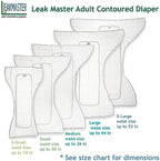LeakMaster Adult Contoured Cloth Diaper with Nighttime Insert - Large Fits 36-44 inch Waists - 100% Cotton Gauze - 4x10x4 Layering with 10 Layered Optional use Insert for Maximum Absorbency.