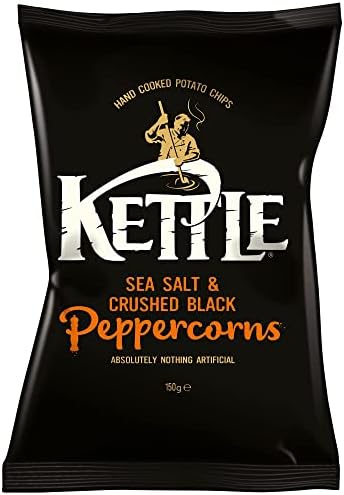 Kettle Sea Salt With Crushed Black Peppercorns Chips 150 G (Pack Of 12)