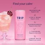 TRIP Lightly Sparkling Adaptogen Drink, Non Alcoholic Drink with Magnesium, Ashwagandha, Lions Mane & L Theanine, No Added Sugar Mocktail, Vegan, Cherry Lemon, 12 Oz, 12Pk