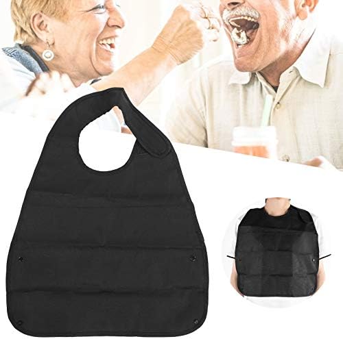 FILFEEL Black Adult Bib, 22.8 x 18.3in Clothing Protector Elderly Soft Apron Washable Long Bibs