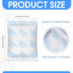 10 Pack 200 Gram Silica Gel Packets Desiccant Packs for Storage Food Safe Moisture Absorber Packs for Spices Jewelry Clothes Shoes Electronics Seeds Safes, Etc