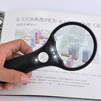 Large Magnifying Glass with Light – 3X Double Lenses, 4 LED Lights, 85MM Glass Lens, Perfect for Elderly Reading and Antique Inspection