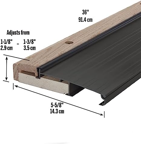 M-D Building Products 78634 5-5/8 in. x 1-1/8 in. x 36 in. Bronze Adjustable Aluminum & Hardwood Threshold Kit - Versatile Solution for French and Exterior Doors