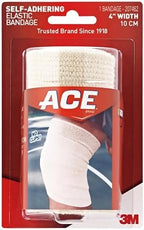 ACE 4 Inch Self-Adhering Elastic Bandage, No Clips, Beige, Great For Leg, Shoulder And More, 1 Count