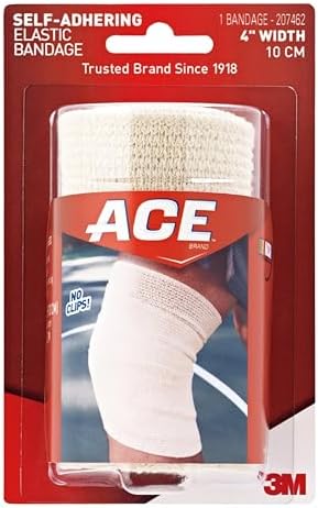 ACE 4 Inch Self-Adhering Elastic Bandage, No Clips, Beige, Great For Leg, Shoulder And More, 1 Count
