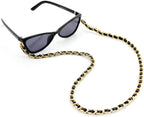 yaozeio Eyeglass Sunglass Strap Chain Lanyard for Glasses Mask Holders Around Neck Leather Metal Face Mask Chains for Women Gold Eyewear Chain Sunglass Lanyards for Women