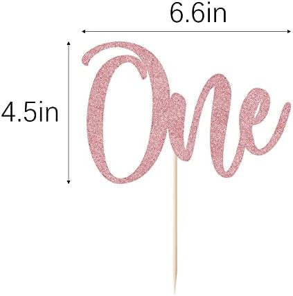 One Cake Topper for 1st Boy and Girl Birthday Decoration，First Anniversary Party Cake decoration supplies（Rose Gold）