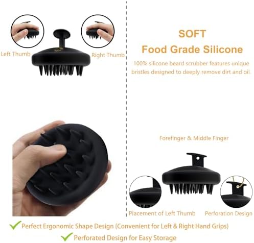 Beard Brush for Men, Silicone Beard Scrubber, Deep Cleans, Hair & Beard Exfoliator Helping Beard Shampoo Better Clean the Beard, Good Helper for Beard Oil - Eco & Reusable