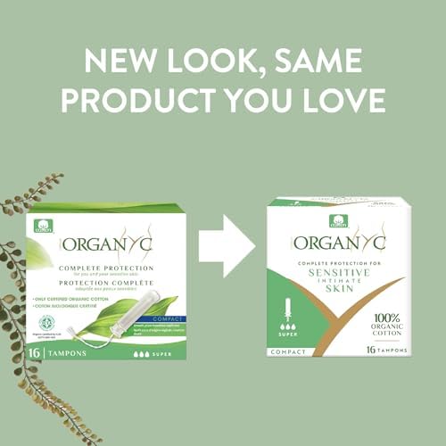 Organyc 100% Certified Organic Cotton Tampons, Plant-Based Eco-Applicator, Super Flow, 16 Count