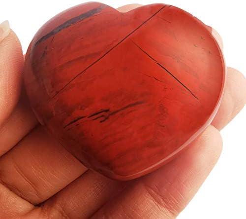 Natural Red Jasper Healing Heart Shape Crystal Stone, Polished Semi-Precious Stone for Love, Wellness Positive Energy | Reiki Chakra Meditation (1.8 Inch)