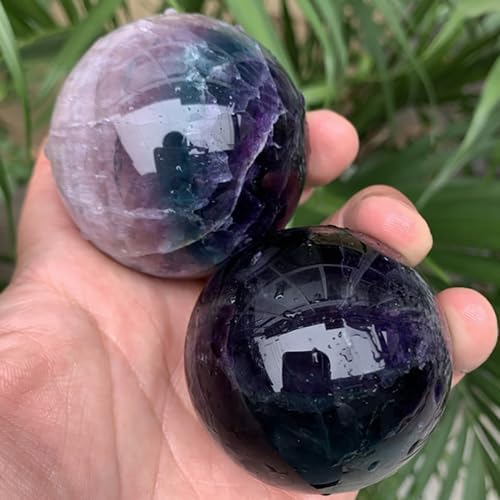 4-5CM/1.58-1.97inch Natural Fluorite Crystal Ball Hand Polished Fluorite Sphere Decorative Sphere Healing Crystals Ball Healing Stone Crafts Home Decor Ornament Gifts(40-50mm, Fluorite)