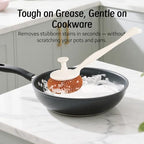 Kitchen Cleaning Brush with Replaceable Head –Dish Scrubber for Non-Stick Pans, Pots, Sink & Dishes – Sturdy Handle for Heavy-Duty Cleaning – Includes 2 Brush Heads & 2 Traceless Hooks