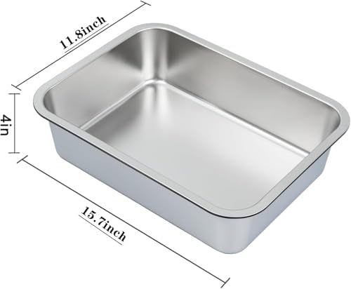 4 Packs Stainless Steel Commercial Bus Tub –12 L Heavy Duty Utility Tote Box for Dishwashing, Meat Prep, and Kitchen Storage – Large Capacity Restaurant Bus Box (Without Lid)