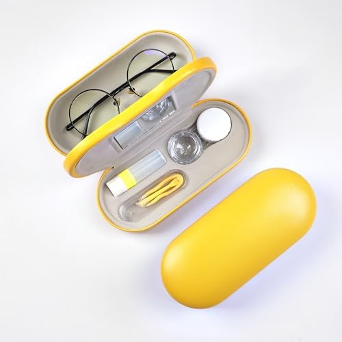 Eyeglass Case Double Sided Travel Size Cute Portable Contact Lens Box 2 in 1 Multifunction With Tool for Daily Outdoor Office