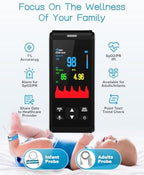 HOLFENRY Handheld Pulse Oximeter for Baby&Adult,Infant Pulse Oximeter Fingertip Rechargeable with Continuous Monitor&Alarm, Infant Oxygen Monitor Fingertip