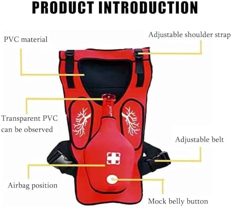 Anti Choking Obstruction Trainer Vest, Professional Heimlich Training Vest, Master First Aid Skills, Real Training, Durable and Wear-Resistant, Adjustable Design aldult-B-Red