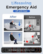 Electric Chair Lift - Floor Lift for Elderly Falls, Support Up to 308 LB, IPX8 Waterproof Bath Lift, Foldable & Wireless Rechargeable Design, Quick-Rise Assist for Disabled