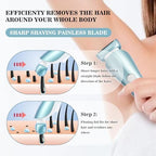 Electric Razors for Women, Bikini Trimmer Wet & Dry Use, Painless Pubic Hair Trimmer, Rechargeable Electric Shaver for Legs, Face, Pubic Hair, Underarms with Detachable Head, Blue