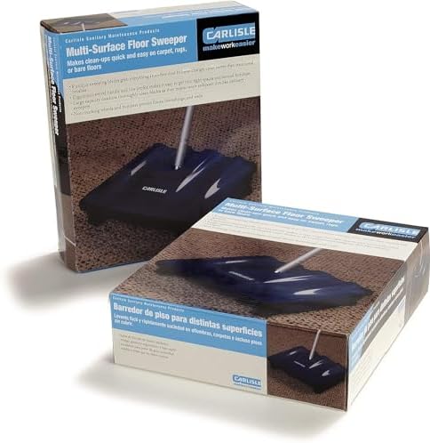 Carlisle FoodService Products Duo-Sweeper Rubberized Carpet and Floor Sweeper – Efficient Manual Cleaning for Restaurants with Low Pile Carpets (Pack of 4)