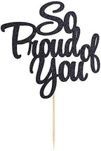 PALASASA So Proud of You Cake Topper - Congrats Grad, Done, Congratulations, Graduation Party Decorations (black)