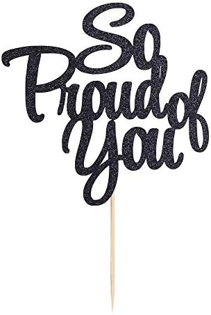 PALASASA So Proud of You Cake Topper - Congrats Grad, Done, Congratulations, Graduation Party Decorations (black)