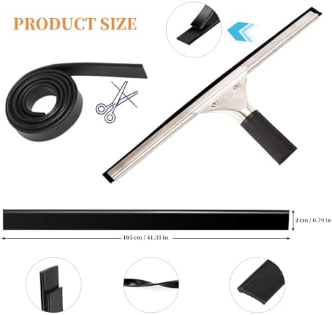 2 Pcs 41 Inch Squeegee Replacement Rubber Blade, Household Silicone Squeegee Refill for Window, Glass, Shower Doors Cleaning