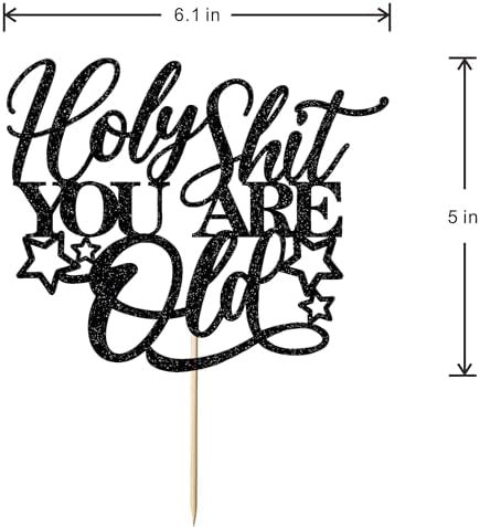 Happy Bithday Cake Topper, You're old Birthday Cake decoration，Funny Birthday Decorations for Men Women Black Glitter Cake decoration
