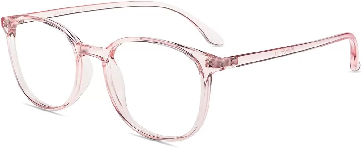 Firmoo Anti Blue Ray Computer Reading Glasses, Vintage Chic Square TR Frame, Anti Eyestrain UV400 Protection Glasses for Women（Pink, 1.50）