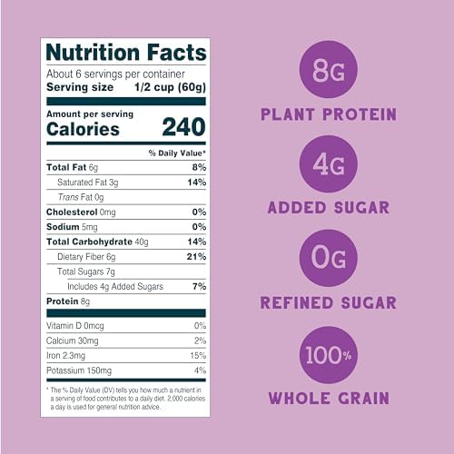Seven Sundays Muesli Cereal, Wild and Free Blueberry Chia Buckwheat, 32 Oz Bag (Pack of 4), Gluten Free, 0g Refined Sugar, Enjoy Warm, Cool or as Overnight Oats