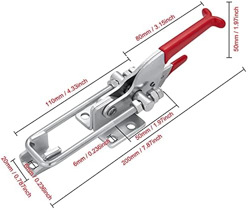 Accessbuy Heavy Duty Large Toggle Clamp Latch,2000Lbs Holding Capacity,Self-Lock U-Bolt Adjustable Latch for Tire Carrier,Industrial EquiIpment,Boxcar,Smoker Lid and More 7.87 Inch (2Pack)