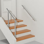 4 Ft Industrial Metal Stairs Handrail Kit, Sturdy Wall Mount 304 Stainless Steel Hand Rail, Indoor Outdoor Stair Railing Wood Concrete Brick Wall,1.65 in Round Pipe Grab Bar, Silver