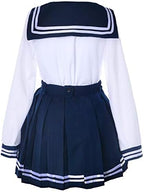 Japanese School Girls Uniform Sailor Navy Blue Pleated Skirt Anime Cosplay Costumes with Socks Set(SSF13)
