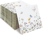 Audree 100 Pack Floral Cocktail Napkins Paper 3 Ply (5x5") - Wildflower Dinner Hand Paper Napkins for Wedding, Bridal, Baby Shower, Birthday, Tea Party, Garden Party, Anniversary Decorative Towels