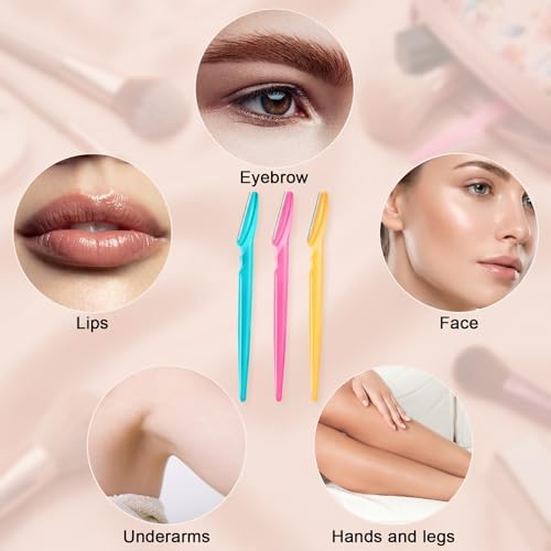 HFATMOS Face Razors for Women, Eyebrow Razor, Exfoliating Face Shaver Facial Hair Removal Tools for Men Eyebrow Trimmer with Protective Cover 12 Pcs