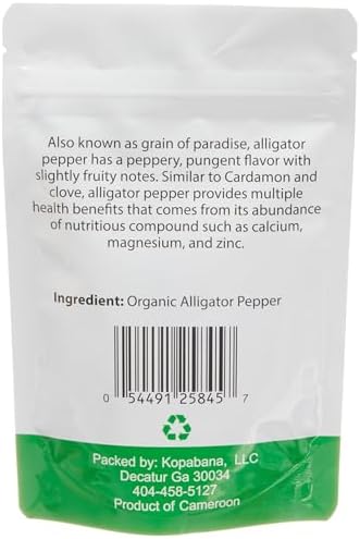KOPABANA Organic Alligator Pepper Seeds| Mbongo spice | Spice |Ataare |Guinea Pepper | Alligator Pepper | Grains of Paradise | Lizard Pepp 1oz