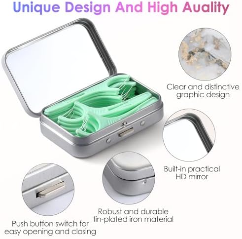 Dental Floss Case, Portable & Lightweight, Perfect for Travel, Hotels, Dinners, Appointments. Light Grey Marble