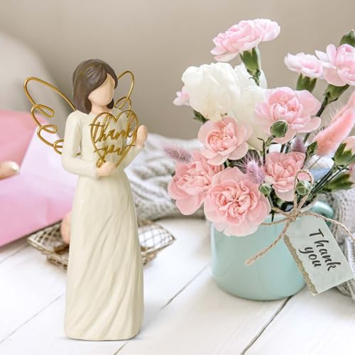 Thank You Gifts for Women, Teacher Appreciation Gifts, Best Thank You Gift for Coworker, Friend, Caregiver, Hand-Painted Sculpted Angel Figurines for Thanksgiving Christmas