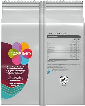 TASSIMO Costa Cappuccino 16 discs, 8 servings (Pack of 5, Total 80 discs, 40 servings)