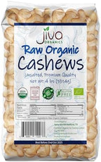 Jiva Organics Raw Organic Cashews (Whole) 4 Pound Bag