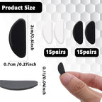 30 Pairs Eyeglasses Nose Pads Anti-Slip Soft Glasses Nose Pad Replacement Silicone Adhesive Transparent Eyeglass Noses Pads for Full Plastic Frames (Clear+Black 1.0mm)