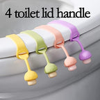 4pcs Silicone Toilet lid Lifter Handle seat Lifter, Avoid Touch Toilet lid Handle for Bathroom, Home Travel Office Hotel (4 Colors)