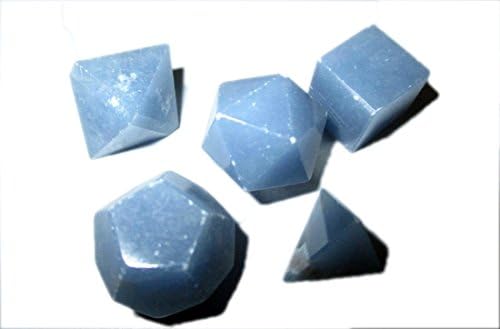 Jet Angelite Sacred Geometry Sets Free Booklet Jet Internatioal Crystal Therapy 5 Stone Platonic Solid Merkaba Star w/Velvet Pouch Attractive Cleansing Image is JUST A Reference