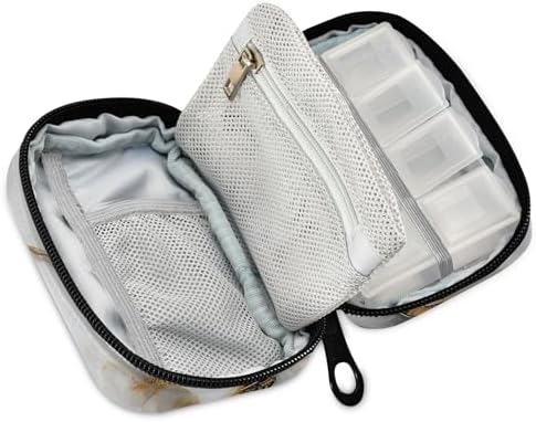 Luxurious Marble Weekly Medicine Pill Organizer Travel Pill Case Box Holder Container Small for Vitamin Supplement