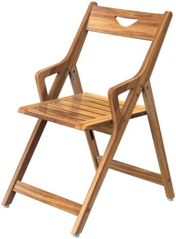 NNN Solid Teak Folding Shower Chair - Pivoting Backrest & Forward-Leaning Armrests for Easy Stand-Up, 350lb Capacity, Space-Saving Fold & Anti-Slip Feet for Elderly Bath Safety