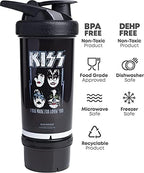 Smartshake Revive KISS Protein Shaker Bottle with Storage – 750ml Protein Shake Bottles KISS Merchandise Gift Shaker Cup, Guitar Gifts for Men, Rock Band Collection