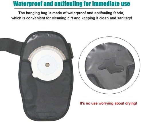 Ostomy Bag Covers 31x18.5cm Waterproof Colostomy Ostomy Bag with Adjustable Elastic Belt Ostomy Pouch for Colostomy Ileostomy Urostomy Lumbar Supports, Black