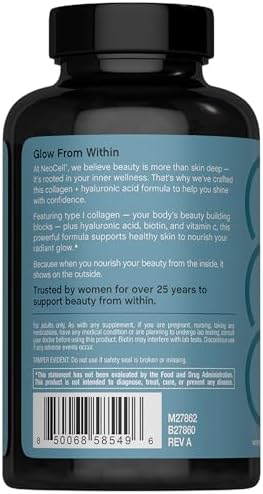 NeoCell Marine Collagen Peptides Supplement | 180 Caplets | with Hyaluronic Acid | Double Strength Formula | Nails, Skin, & Hair