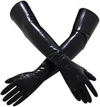 EXLATEX Latex Rubber Black Long Gloves Club Outfits Accessory Plus Size